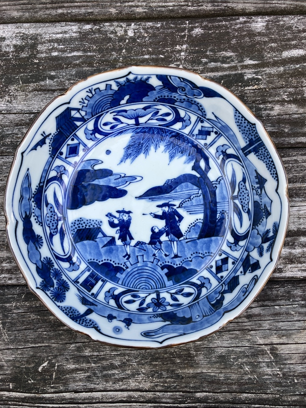 Vintage Japanese Porcelain Blue & White Signed Bowl